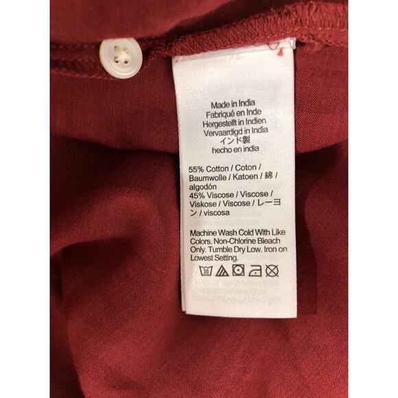 Madewell Easy Top Long Sleeve Collared Split Neck Popover Shirt Claret Red NWT S - Picture 6 of 8
